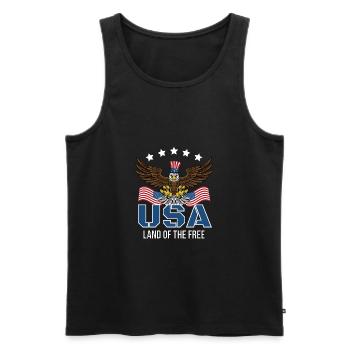 Le pays des États-Unis de la liberté - Débardeur bio Premium Homme - noir - Devant - Michal (187cm)