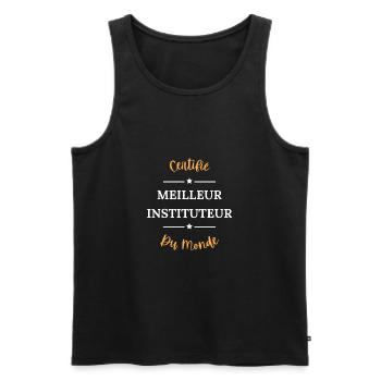 Certifié meilleur instituteur - Débardeur bio Premium Homme - noir - Devant - Michal (187cm)