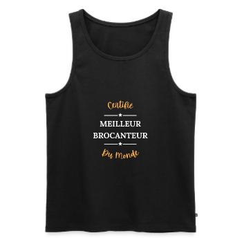 Certifié meilleur brocanteur du monde - Débardeur bio Premium Homme - noir - Devant - Michal (187cm)
