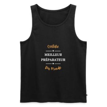 Certifié meilleur préparateur - Débardeur bio Premium Homme - noir - Devant - Michal (187cm)