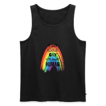 WE ARE ALL HUMANS - Men's Premium Organic Tank Top - black - Front - AI Model Male 178 light (178cm)