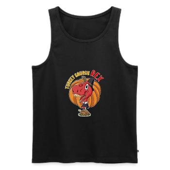 Turkey Saurus Rex I TRex Pilgrim Hat I Dinosaur - Men's Premium Organic Tank Top - black - Front - AI Model Male 178 light (178cm)