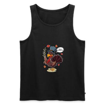 Turkey Day I Happy Thanksgiving Turkey - Men's Premium Organic Tank Top - black - Front - Michal (187cm)