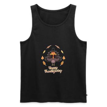 Turkey Day I Happy Thanksgiving Turkey - Men's Premium Organic Tank Top - black - Front - Michal (187cm)
