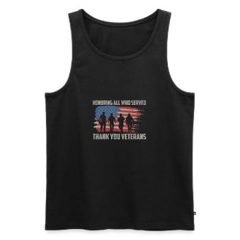 Honoring All Who Served Military Veterans Day - Débardeur bio Premium Homme - noir - Devant - AI Model Male 178 light (178cm)