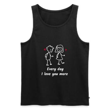 Chaque jour, je t’aime de plus en plus. Amour doux - Débardeur bio Premium Homme - noir - Devant - Michal (187cm)