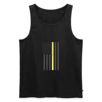 Thin Yellow Line Police Dispatcher USA Flag - Men's Premium Organic Tank Top - black - Front - Michal (187cm)