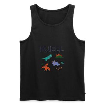 KJELL - Beautiful boy name with cute dinosaurs - Men's Premium Organic Tank Top - black - Front - Michal (187cm)