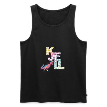 KJELL - Beautiful boy name with cute dinosaurs - Men's Premium Organic Tank Top - black - Front - Michal (187cm)