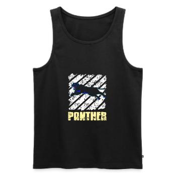 Vintage Panther Cat Lover T-Shirt Present Gift - Männer Premium Bio Tank Top - Schwarz - Vorne - Michal (187cm)