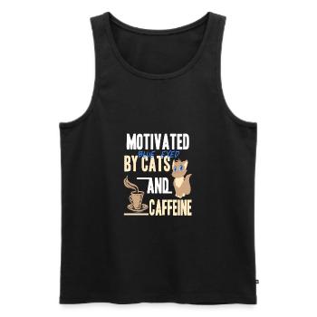 Motivated By Blue Eyed Cats And Caffeine Tea - Men's Premium Organic Tank Top - black - Front - Michal (187cm)