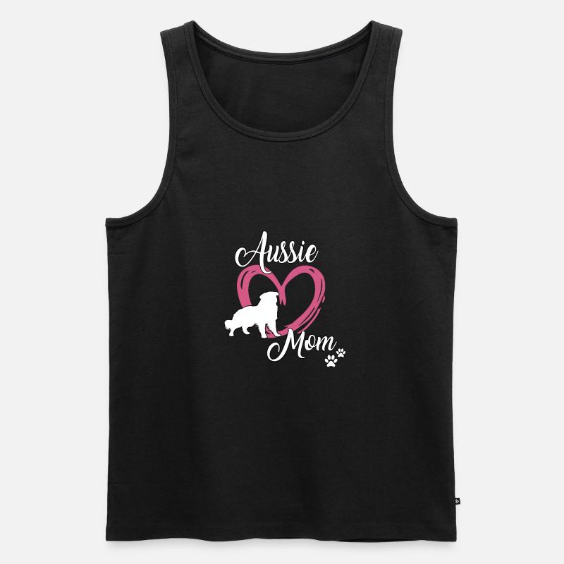 Aussie Mom süß Australian Shepherd Frauchen Gassi - Männer Premium Bio Tank Top - Schwarz