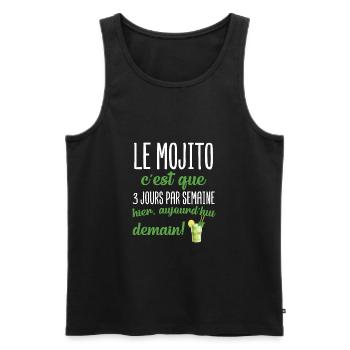 Le mojito c'est que 3 jours par semaine apéro - Débardeur bio Premium Homme - noir - Devant - Michal (187cm)