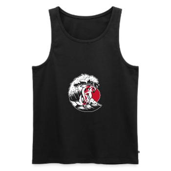 KOI WAVE - Männer Premium Bio Tank Top - Schwarz - Vorne - Michal (187cm)