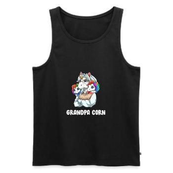 Opa Einhorn - Lustiges Opa-Enkel-Kostüm - Männer Premium Bio Tank Top - Schwarz - Vorne - Michal (187cm)