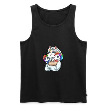 Enkelkinder und Großvater Einhörner - Männer Premium Bio Tank Top - Schwarz - Vorne - AI Model Male 178 light (178cm)