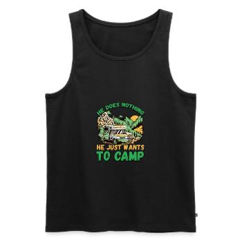 Der Tut Nix Der Will Nur Campen - Zelten Natur - Männer Premium Bio Tank Top - Schwarz - Vorne - Michal (187cm)