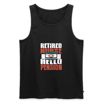 Retired Nurse Hello Pension Retirement T-Shirt - Men's Premium Organic Tank Top - black - Front - Michal (187cm)