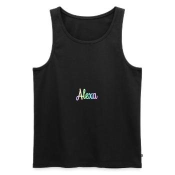 ALEXA Rainbow Minimalist Cursive - Men's Premium Organic Tank Top - black - Front - AI Model Male 178 light (178cm)