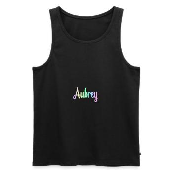 AUBREY Rainbow Cursive Minimaliste - Débardeur bio Premium Homme - noir - Devant - Michal (187cm)
