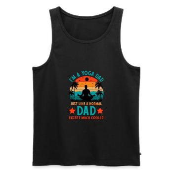 Drôle fête des pères yoga papa - Débardeur bio Premium Homme - noir - Devant - Michal (187cm)