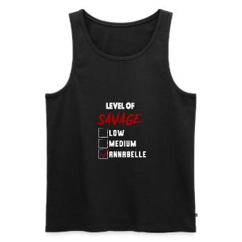 Level of Savage: ANNABELLE Checkmark Novelty Custo - Männer Premium Bio Tank Top - Schwarz - Vorne - AI Model Male 178 light (178cm)