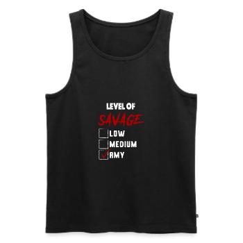 Level of Savage: AMY Checkmark Novelty Custom Name - Männer Premium Bio Tank Top - Schwarz - Vorne - Michal (187cm)