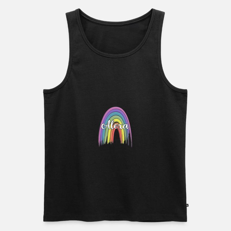 ALEXA Rainbow Cursive - Männer Premium Bio Tank Top - Schwarz