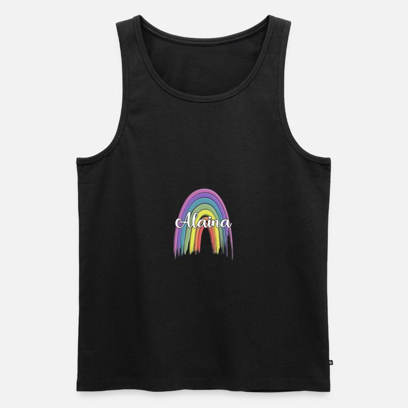 ALAINA Rainbow Cursive - Männer Premium Bio Tank Top - Schwarz