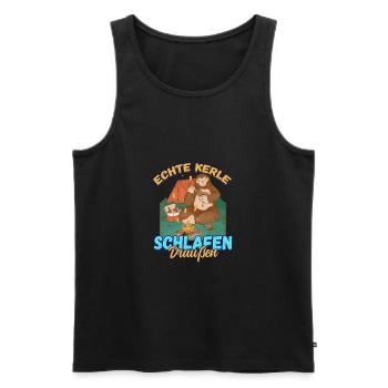 Echte Kerle Schlafen Draußen - Campen Zelten Natur - Männer Premium Bio Tank Top - Schwarz - Vorne - Michal (187cm)