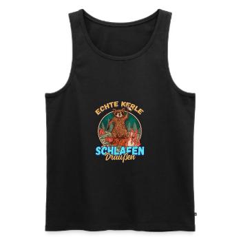 Echte Kerle Schlafen Draußen - Campen Zelten Natur - Männer Premium Bio Tank Top - Schwarz - Vorne - Michal (187cm)