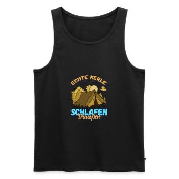 Echte Kerle Schlafen Draußen - Campen Zelten Natur - Männer Premium Bio Tank Top - Schwarz - Vorne - Michal (187cm)