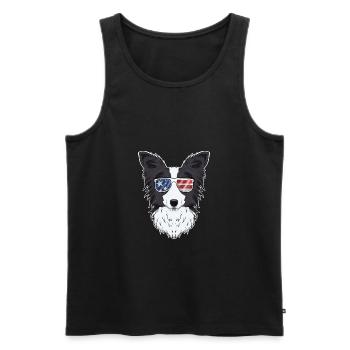 Border Collie USA Lunettes de soleil I Drapeau américain - Débardeur bio Premium Homme - noir - Devant - Michal (187cm)
