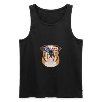 English Bulldog USA Sunglasses I American Flag - Männer Premium Bio Tank Top - Schwarz - Vorne - Michal (187cm)