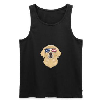 Labrador USA Sunglasses I American Flag Labrador - Männer Premium Bio Tank Top - Schwarz - Vorne - AI Model Male 178 light (178cm)
