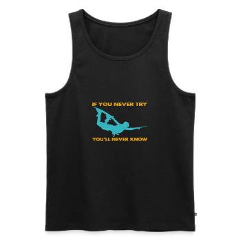 If you never try - you'll never know Lifestyle - Men's Premium Organic Tank Top - black - Front - Michal (187cm)