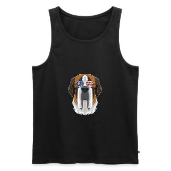 Saint Bernard USA Sunglasses I American Flag - Männer Premium Bio Tank Top - Schwarz - Vorne - AI Model Male 178 light (178cm)
