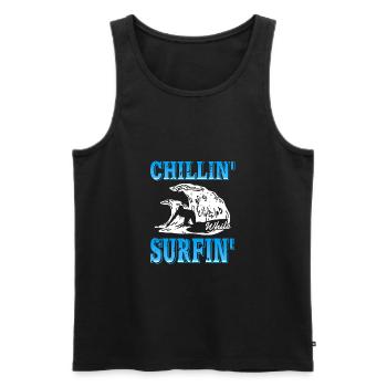 Chillin' While Surfin' Vintage Surfing T-Shirt - Men's Premium Organic Tank Top - black - Front - AI Model Male 178 light (178cm)