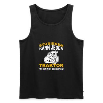 Studieren kann jeder, Traktorfahren nur die Besten - Männer Premium Bio Tank Top - Schwarz - Vorne - Michal (187cm)