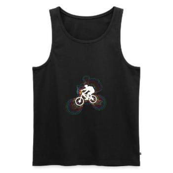 CONCEPTION DE CHEMISE DE VÉLO DE MONTAGNE - Débardeur bio Premium Homme - noir - Devant - AI Model Male 178 light (178cm)