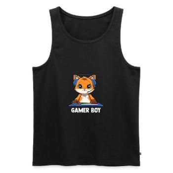 Zocken Jungs Fuchs - Computerspiele Videospiele - Männer Premium Bio Tank Top - Schwarz - Vorne - Michal (187cm)