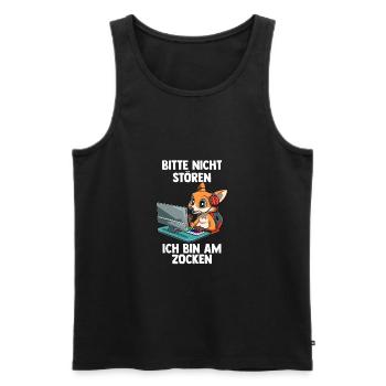 Gaming Fuchs - Computer Spiele Videospiele - - Männer Premium Bio Tank Top - Schwarz - Vorne - AI Model Male 178 light (178cm)