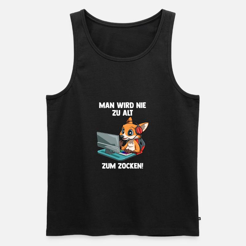 Lustiger Gaming Fuchs - Computer Spiele - Männer Premium Bio Tank Top - Schwarz
