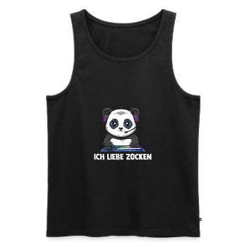 Ich Liebe Computer Zocken - Gaming Panda - Männer Premium Bio Tank Top - Schwarz - Vorne - Michal (187cm)