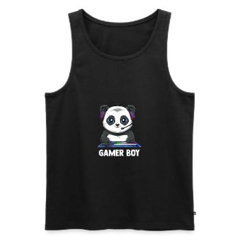 Zocken Jungs Panda - Computerspiele Videospiele - Männer Premium Bio Tank Top - Schwarz - Vorne - AI Model Male 178 light (178cm)
