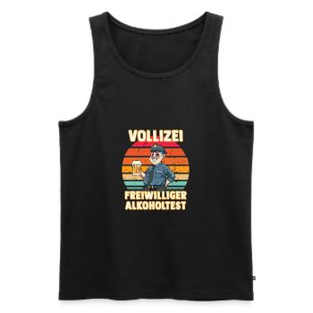 Freiwilliger Alkoholtest - Lustiger Vollizei - Männer Premium Bio Tank Top - Schwarz - Vorne - AI Model Male 178 light (178cm)