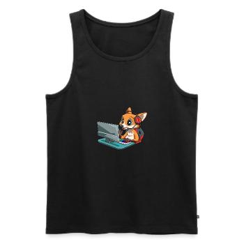 Kawaii Video Gaming Fox - Streaming Computerspiel - Männer Premium Bio Tank Top - Schwarz - Vorne - AI Model Male 178 light (178cm)