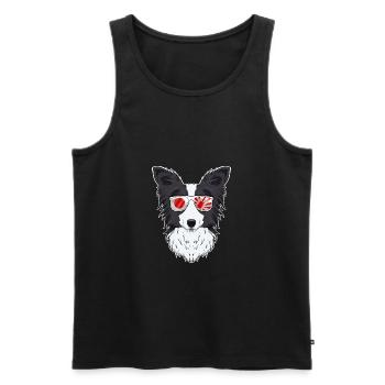 Border Collie Japan Sunglasses I Japanese Flag - Männer Premium Bio Tank Top - Schwarz - Vorne - Michal (187cm)
