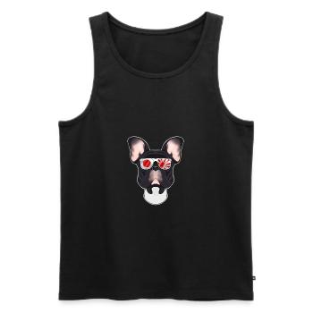 French Bulldog Japan Sunglasses I Japanese Flag - Männer Premium Bio Tank Top - Schwarz - Vorne - Michal (187cm)