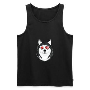 Husky Japan Sunglasses I Japanese Flag - Männer Premium Bio Tank Top - Schwarz - Vorne - Michal (187cm)
